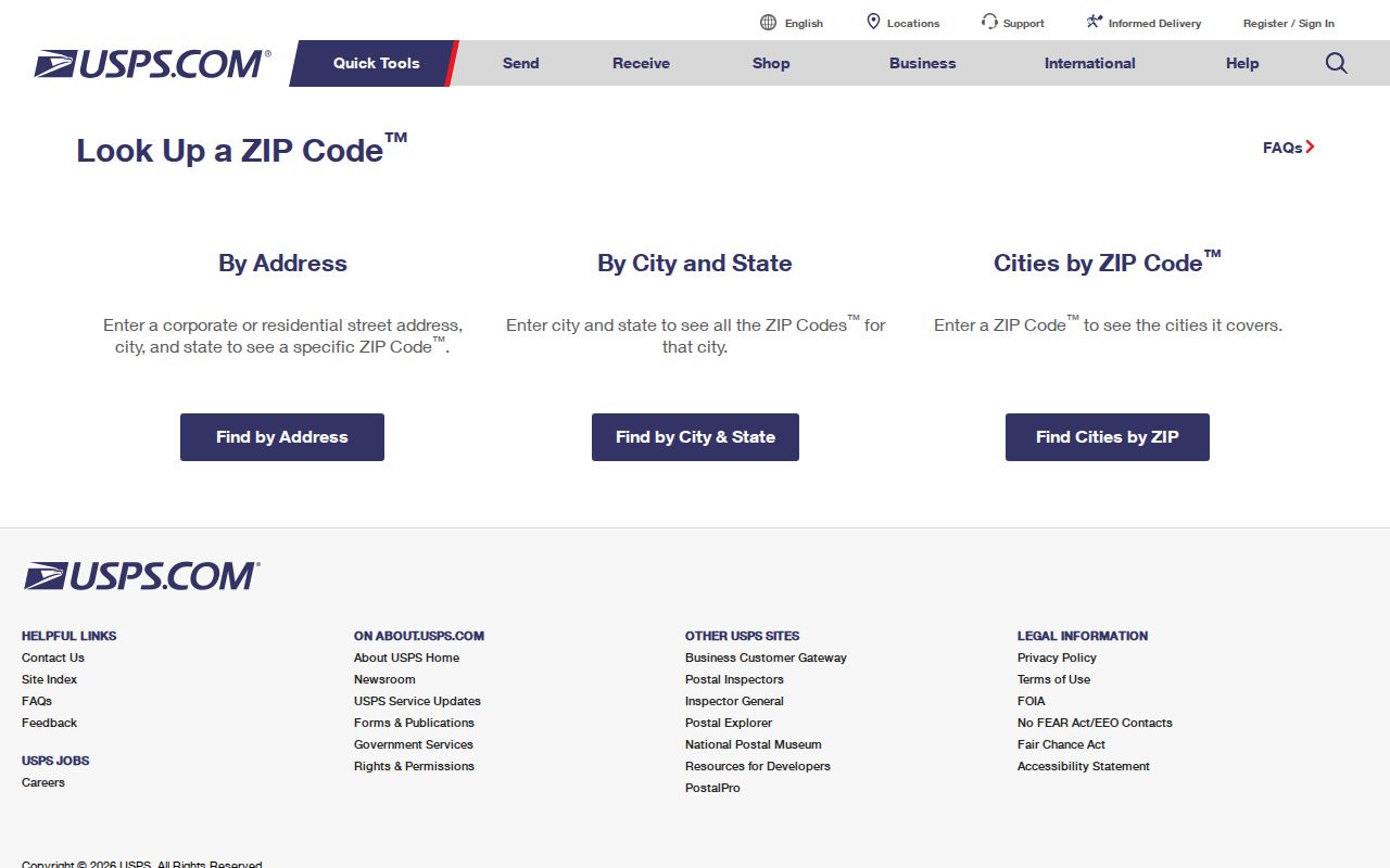 Washington ZIP code directory check using the USPS lookup by exact address